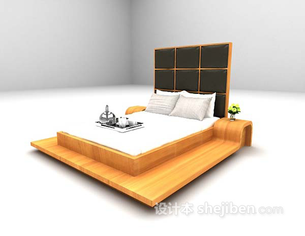 免费木制床3d模型下载