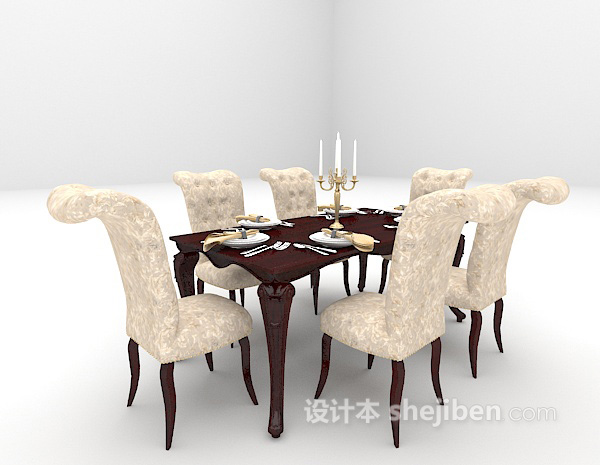 欧式风格2015欧式西餐餐桌组合3d模型下载