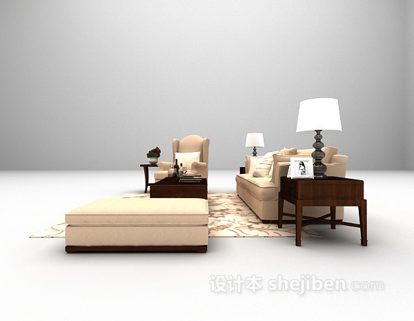 设计本浅色欧式沙发推荐3d模型下载