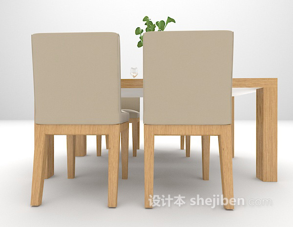 现代灰色餐桌3d模型下载