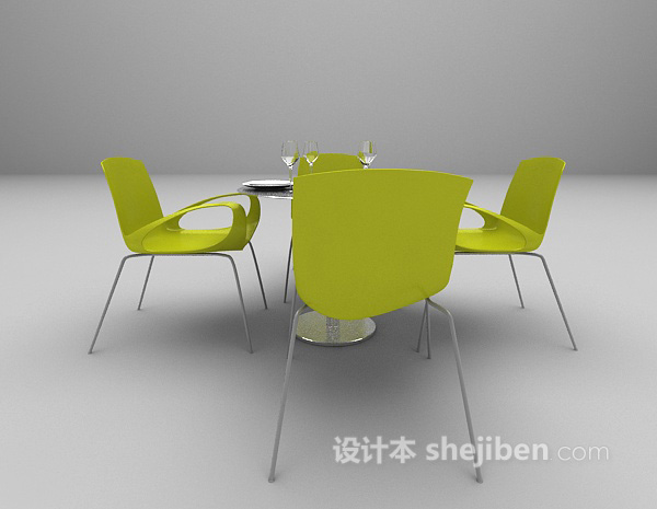 设计本玻璃餐桌3d模型下载