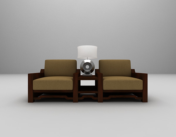 中式单人沙发3d模型下载