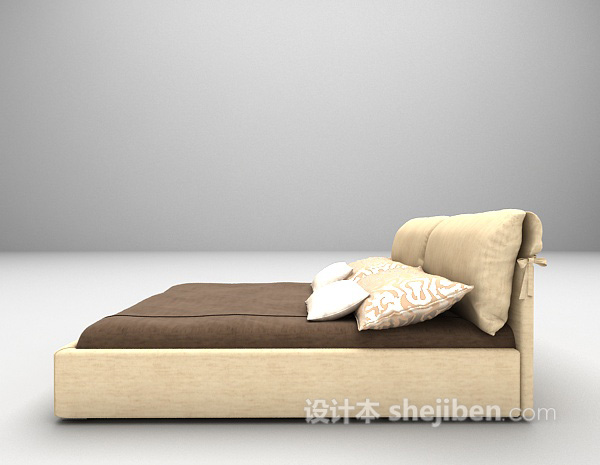 设计本简易风格双人床3d模型下载
