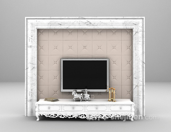 现代风格白色背景墙3d模型下载