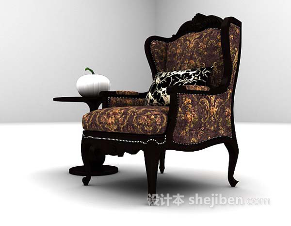 免费欧式棕色休闲椅3d模型下载