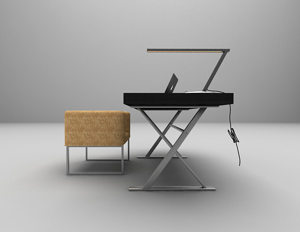 设计本现代简约黑色书桌3d模型下载