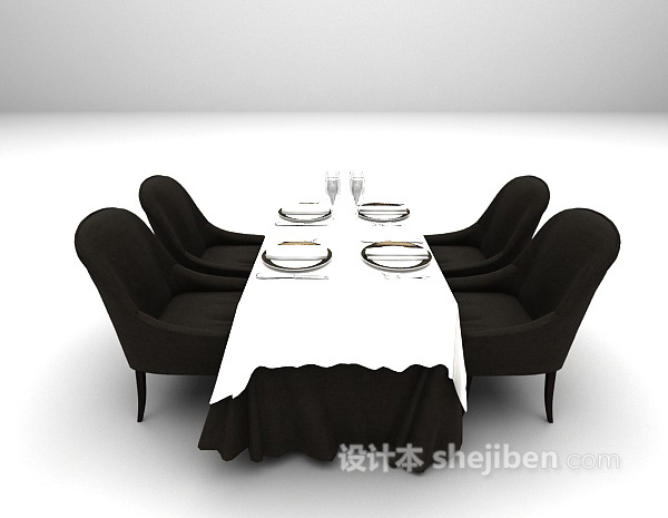 设计本欧式西餐餐桌3d模型下载