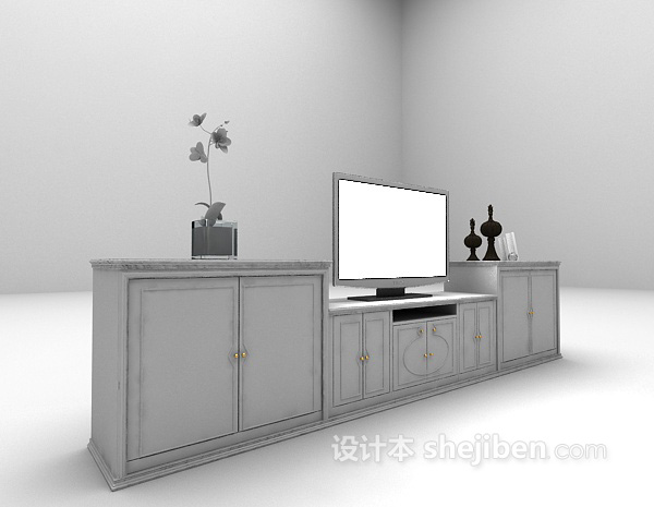 欧式风格欧式家庭电视柜3d模型下载