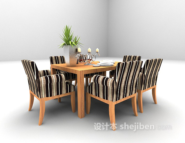 欧式风格2015欧式木质餐桌组合欣赏3d模型下载