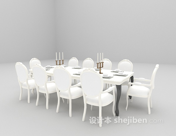 免费欧式棕色餐桌3d模型下载