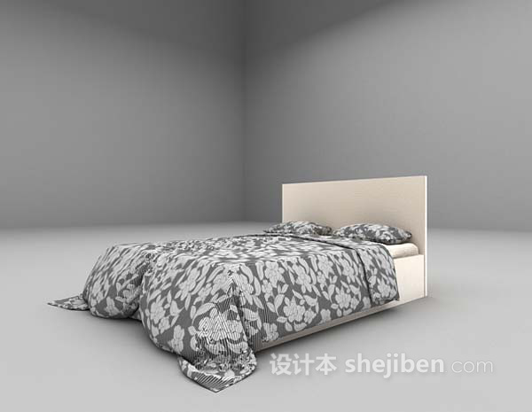 免费简洁风格双人床3d模型下载