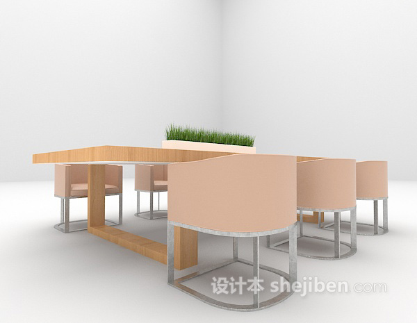 现代风格木质餐桌推荐3d模型下载