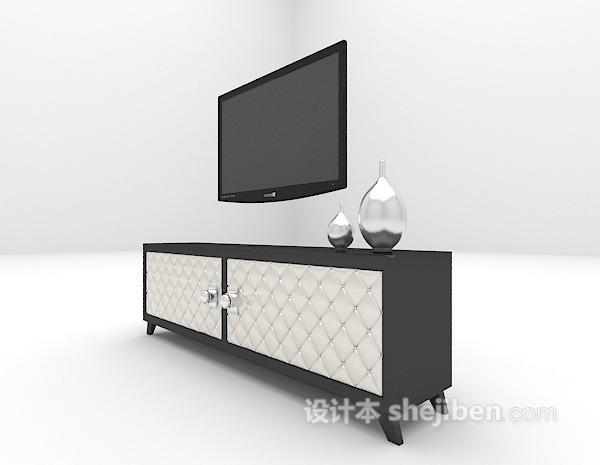 现代风格黑色电视柜免费3d模型下载