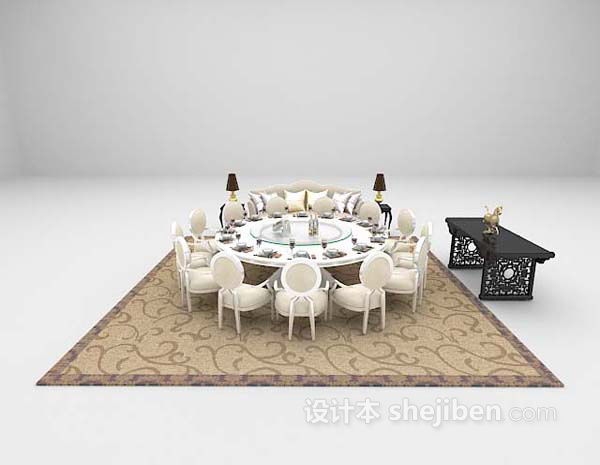餐桌沙发组合3d模型下载