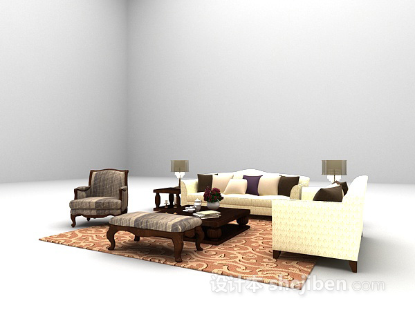 免费欧式组合沙发免费3d模型下载