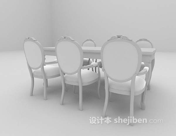 免费欧式棕色餐桌免费3d模型下载