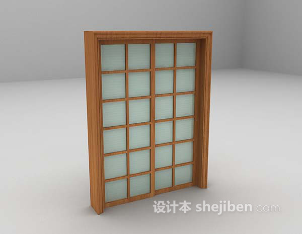 中式风格木质门3d模型下载