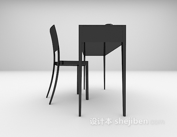 设计本黑色现代书桌3d模型下载