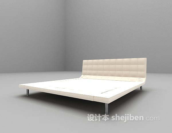 免费白色床3d模型下载