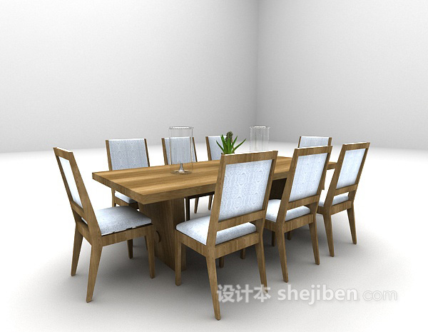 现代风格现代棕色餐桌欣赏3d模型下载