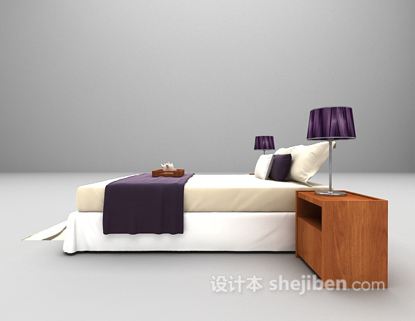 设计本现代床3d模型下载