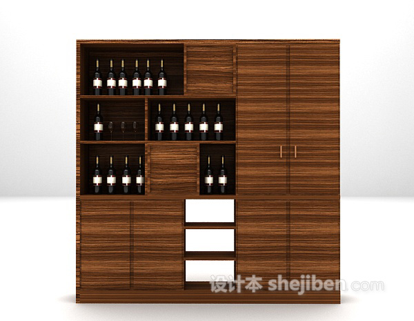 欧式风格木质酒柜3d模型下载