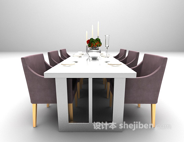 设计本欧式紫色桌椅3d模型下载