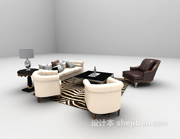 设计本现代沙发组合3d模型下载