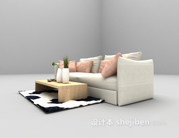 免费现代双人沙发3d模型下载