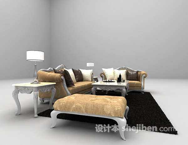 设计本沙发组合欧式风格3d模型下载