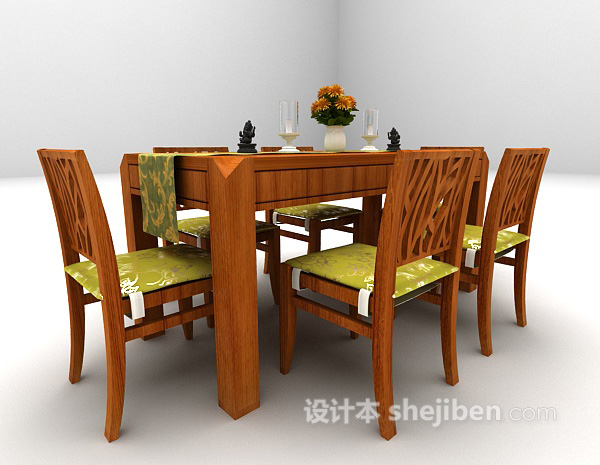 欧式风格欧式木质餐桌推荐3d模型下载