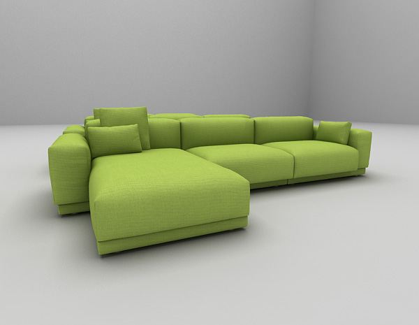 现代风格绿色布艺沙发组合3d模型下载