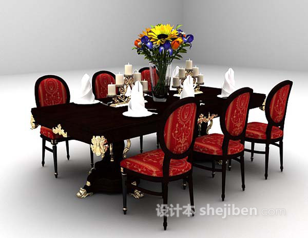 设计本欧式风格餐桌3d模型下载