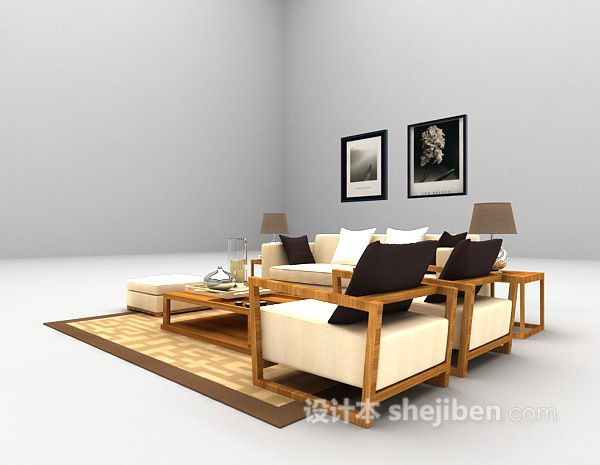 免费现代客厅沙发3d模型下载