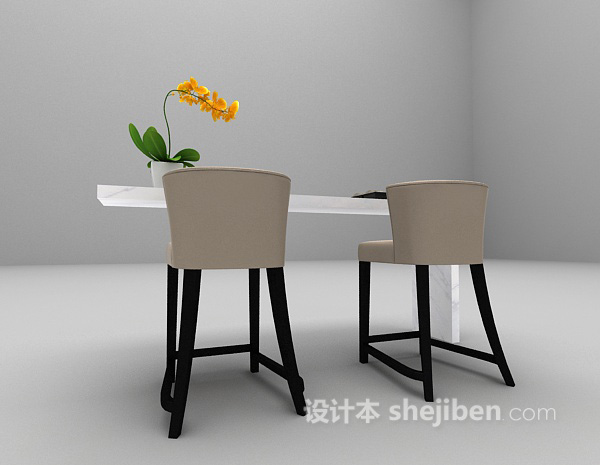 现代风格现代米色吧台椅3d模型下载