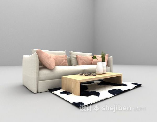 现代双人沙发3d模型下载