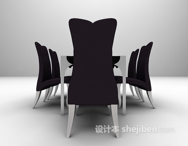 设计本高背椅餐桌3d模型下载
