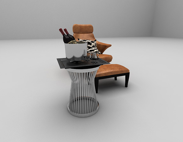 现代风格皮质休闲沙发3d模型下载