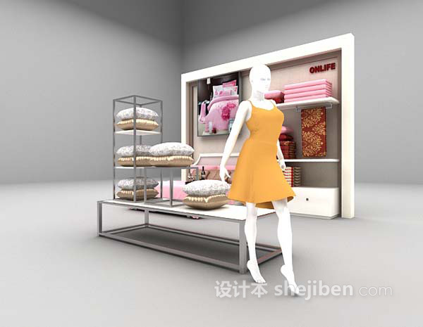 免费粉色女孩房床的3d模型下载