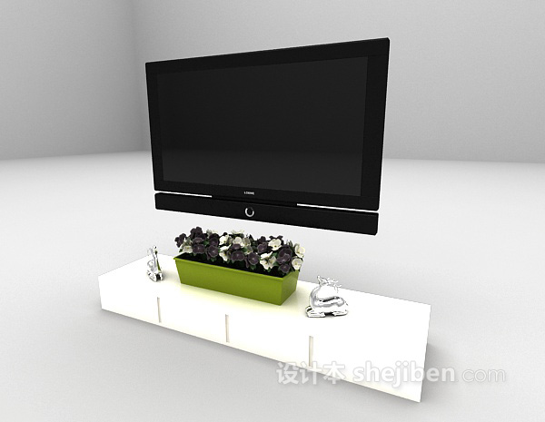 设计本白色矮电视柜推荐3d模型下载