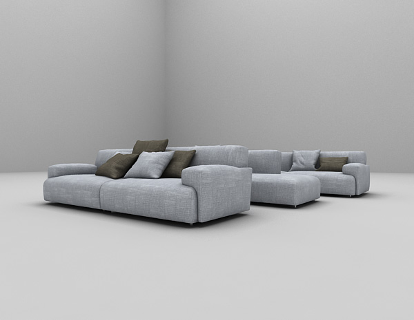 免费布艺组合沙发3d模型下载