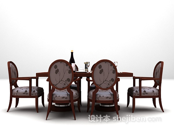 欧式风格木质餐桌大全3d模型下载