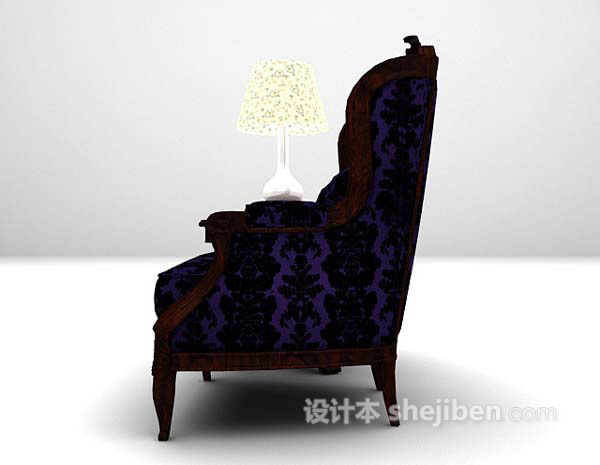 欧式风格紫色桌椅组合3d模型下载