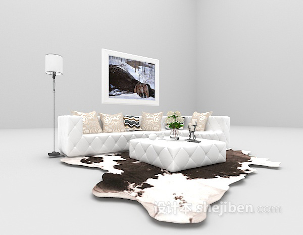 现代白色沙发3d模型下载