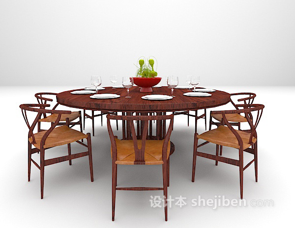 设计本中式餐桌3d模型下载