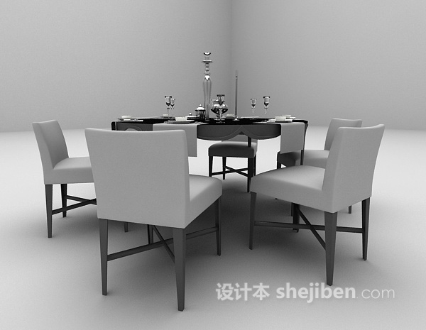 欧式风格欧式黑色餐桌推荐3d模型下载
