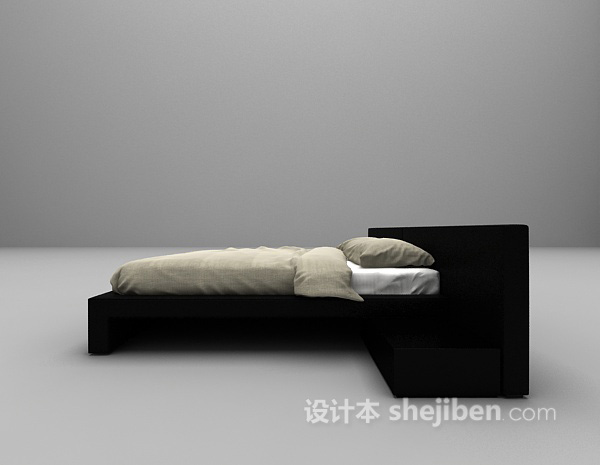 设计本黑色床3d模型下载