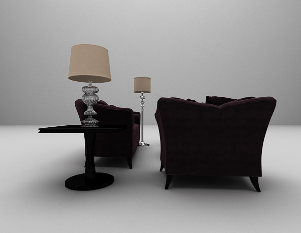 深色单人沙发3d模型下载