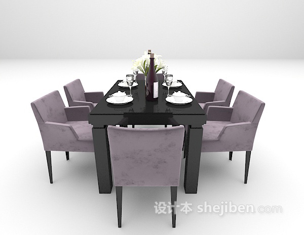 设计本现代餐桌组合3d模型下载