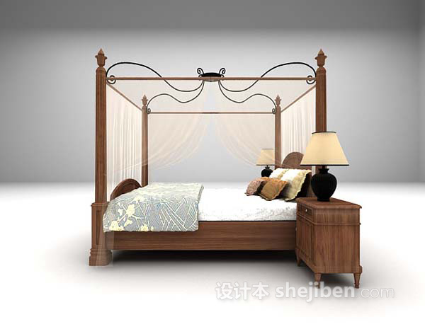 设计本木制床欣赏3d模型下载